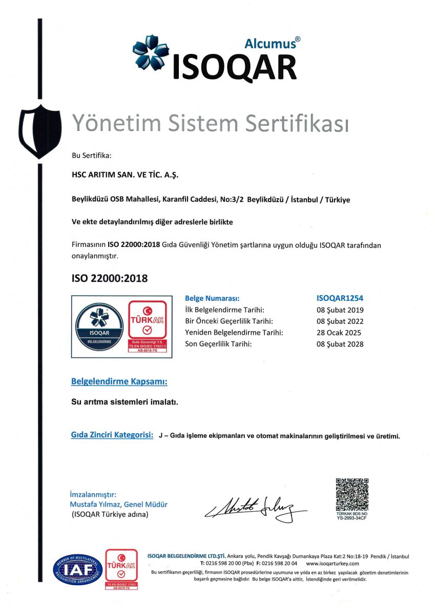 ISOQAR Yönetim Sistem Sertifikası