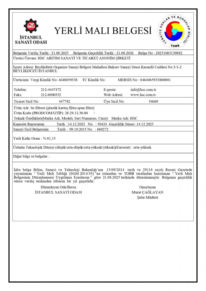 Yerli Malı Belgesi 1